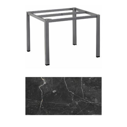 Kettler "Cubic" Tischgestell 95x95 cm, Aluminium anthrazit mit HPL-Platte Marmor grau