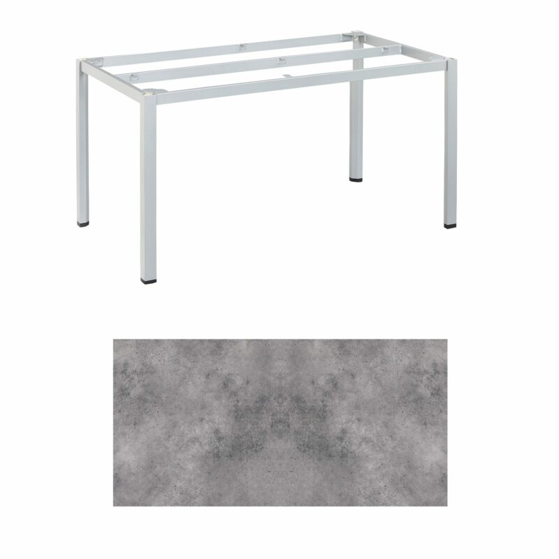 Kettler "Cubic" Tischgestell 140x70 cm, Aluminium silber mit HPL-Platte anthrazit