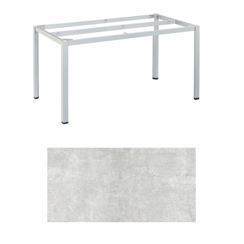 Kettler "Cubic" Tischgestell 140x70 cm, Aluminium silber mit HPL-Platte hellgrau meliert