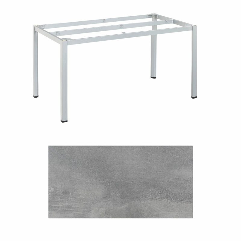 Kettler "Cubic" Tischgestell 140x70 cm, Aluminium silber mit HPL-Platte silber-grau