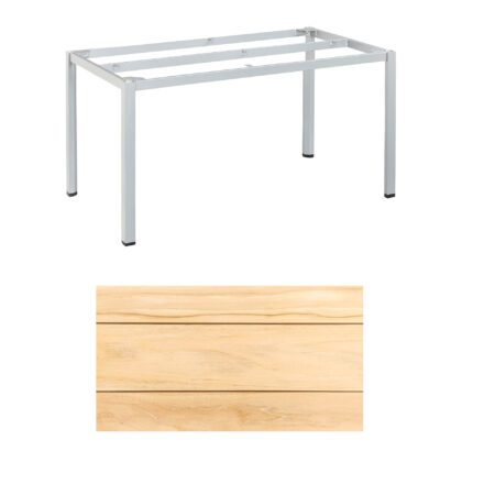 Kettler "Cubic" Tischgestell 140x70 cm, Aluminium silber mit Teakplatte