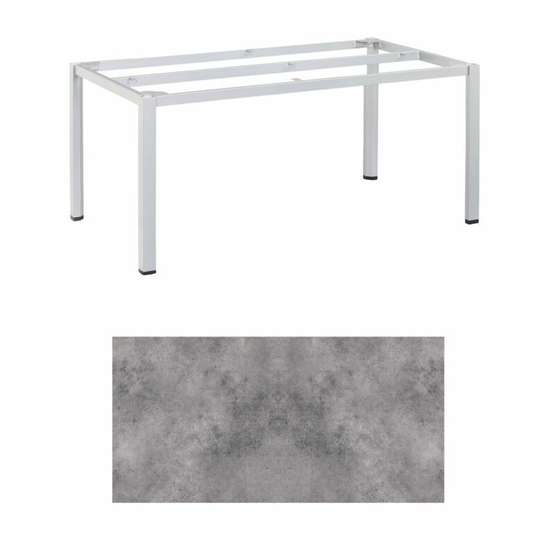 Kettler "Cubic" Tischgestell 160x95 cm, Aluminium silber mit HPL-Platte anthrazit