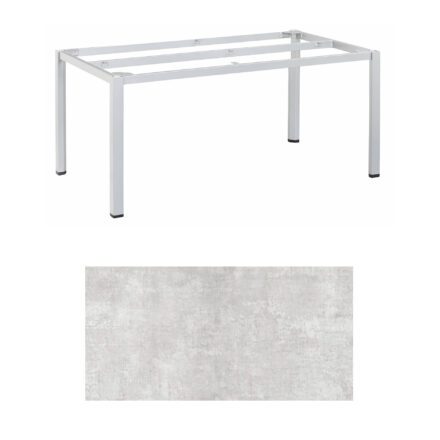 Kettler "Cubic" Tischgestell 160x95 cm, Aluminium silber mit HPL-Platte hellgrau meliert