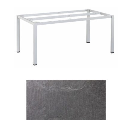 Kettler "Cubic" Tischgestell 160x95 cm, Aluminium silber mit HPL-Platte Jura anthrazit