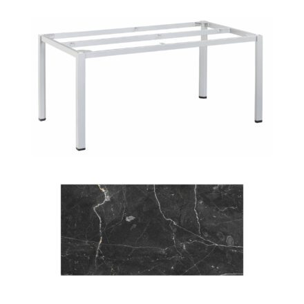 Kettler "Cubic" Tischgestell 160x95 cm, Aluminium silber mit HPL-Platte Marmor grau