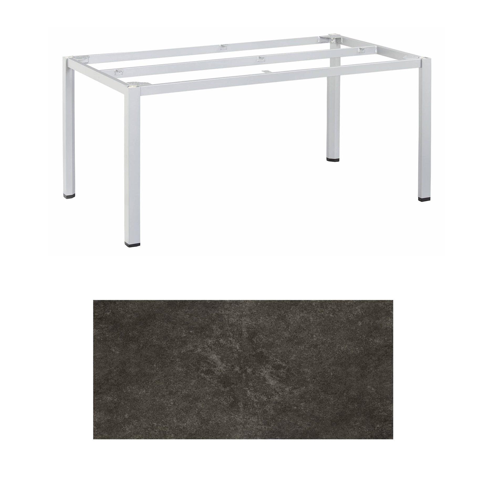 Kettler "Cubic" Tischgestell 160x95 cm, Aluminium silber mit Keramik-Platte anthrazit