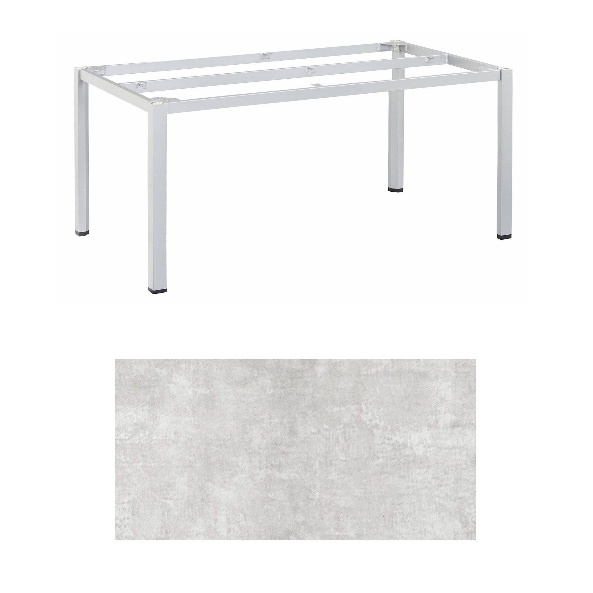 Kettler "Cubic" Tischgestell 180x95 cm, Aluminium silber mit HPL-Platte hellgrau meliert