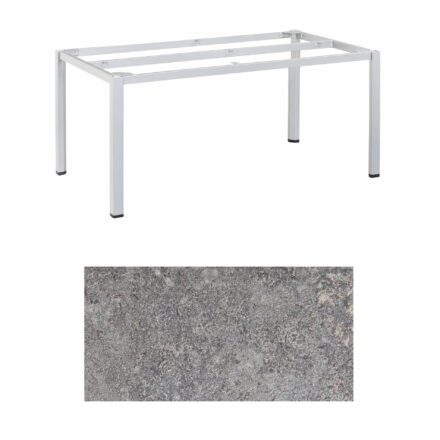 Kettler "Cubic" Tischgestell 180x95 cm, Aluminium silber mit HPL-Platte Kalksandstein