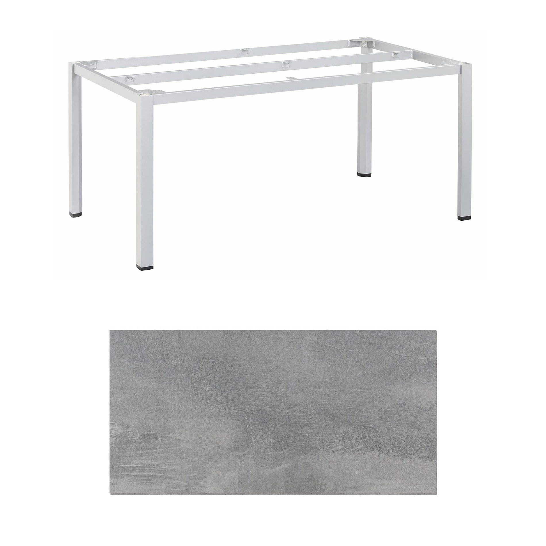 Kettler "Cubic" Tischgestell 180x95 cm, Aluminium silber mit HPL-Platte silber-grau
