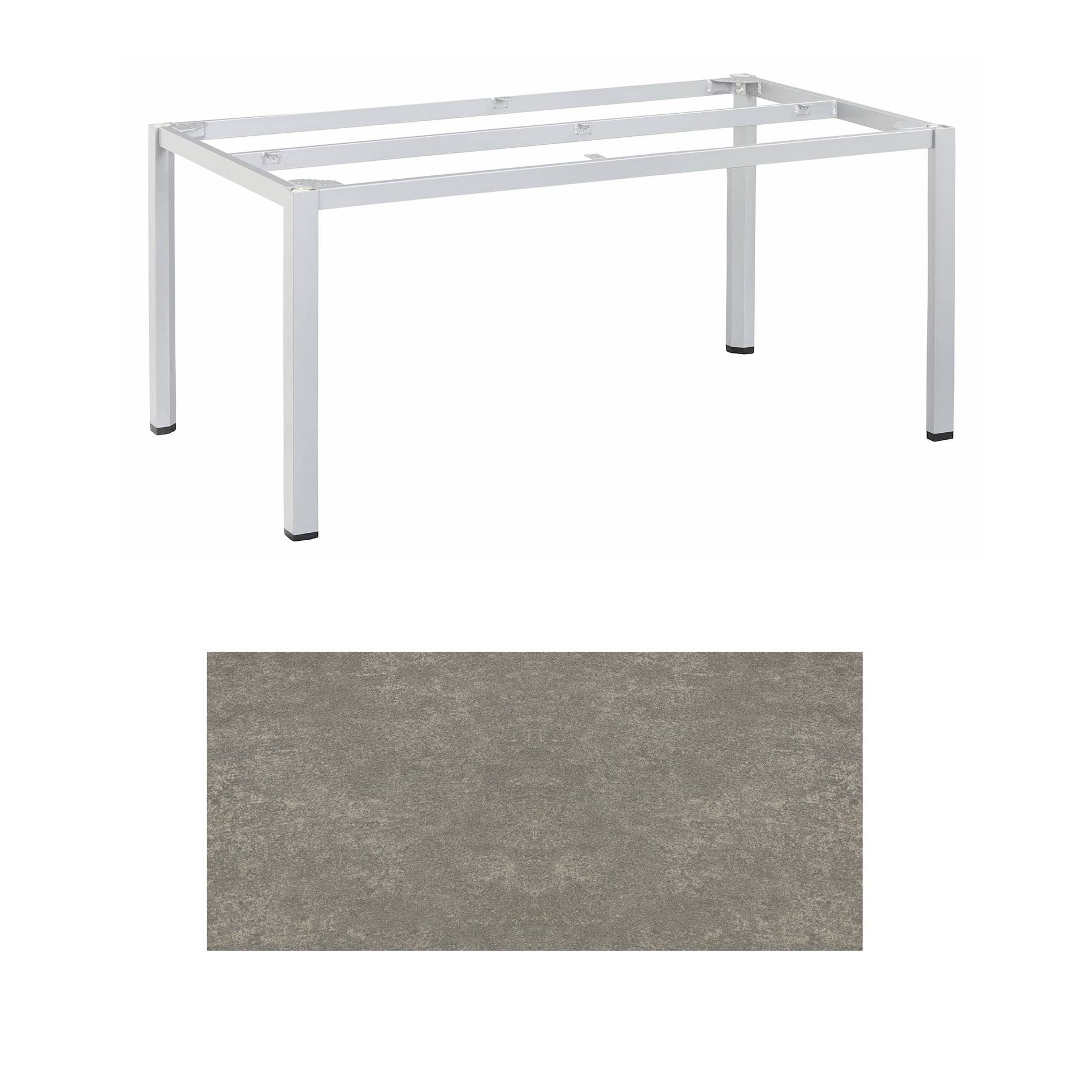 Kettler "Cubic" Tischgestell 180x95 cm, Aluminium silber mit Keramik-Platte grau-taupe