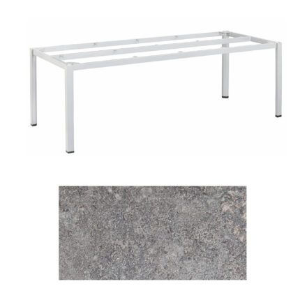 Kettler "Cubic" Tischgestell 220x95 cm, Aluminium silber mit HPL-Platte Kalksandstein