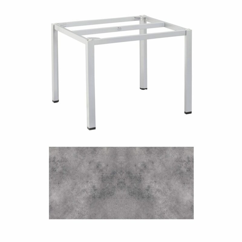 Kettler "Cubic" Tischgestell 95x95 cm, Aluminium silber mit HPL-Platte anthrazit