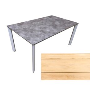 Kettler "Edge" Gartentisch, Gestell Aluminium silber, Tischplatte Teak natur/breite Leisten, 160x95 cm