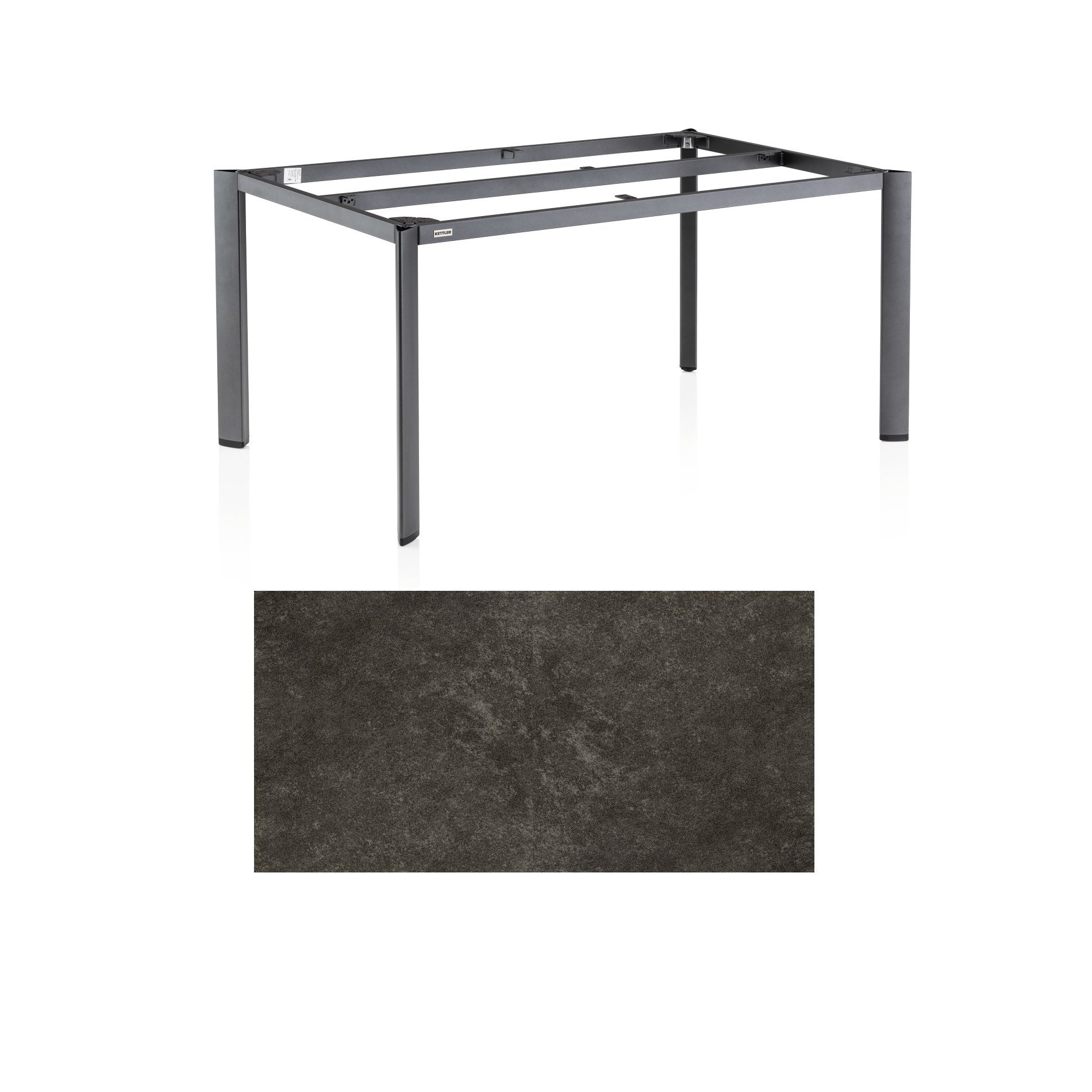Kettler "Edge" Gartentisch, Gestell Aluminium anthrazit, Tischplatte Keramik anthrazit, 180x95 cm