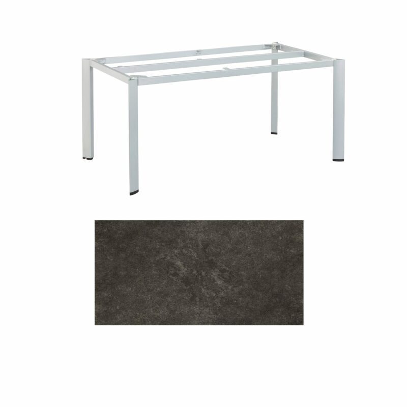 Kettler "Edge" Gartentisch, Gestell Aluminium silber, Tischplatte Keramik anthrazit, 180x95 cm