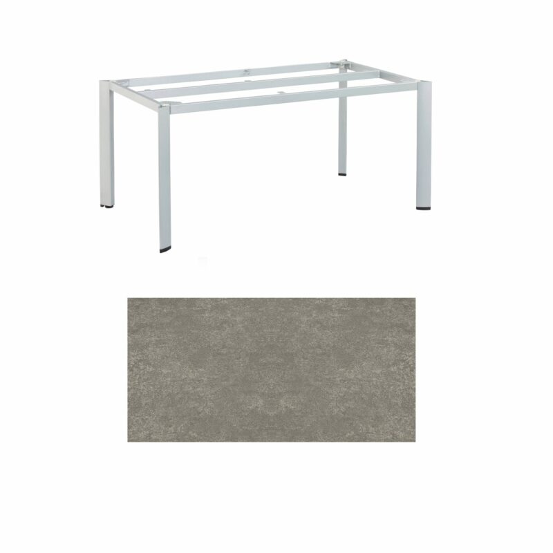 Kettler "Edge" Gartentisch, Gestell Aluminium silber, Tischplatte Keramik grau-taupe, 180x95 cm