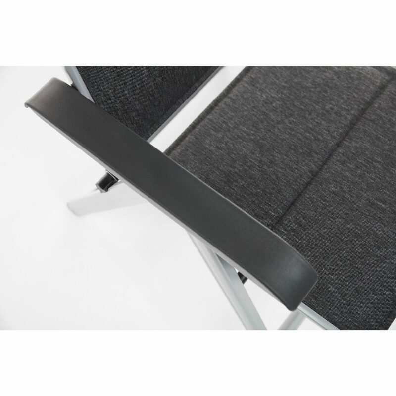 Kettler "Basic Plus Padded" Multipositionssessel, Gestell Aluminium silber, Sitzfläche Textilgewebe anthrazit meliert, Armlehnen Kunststoff