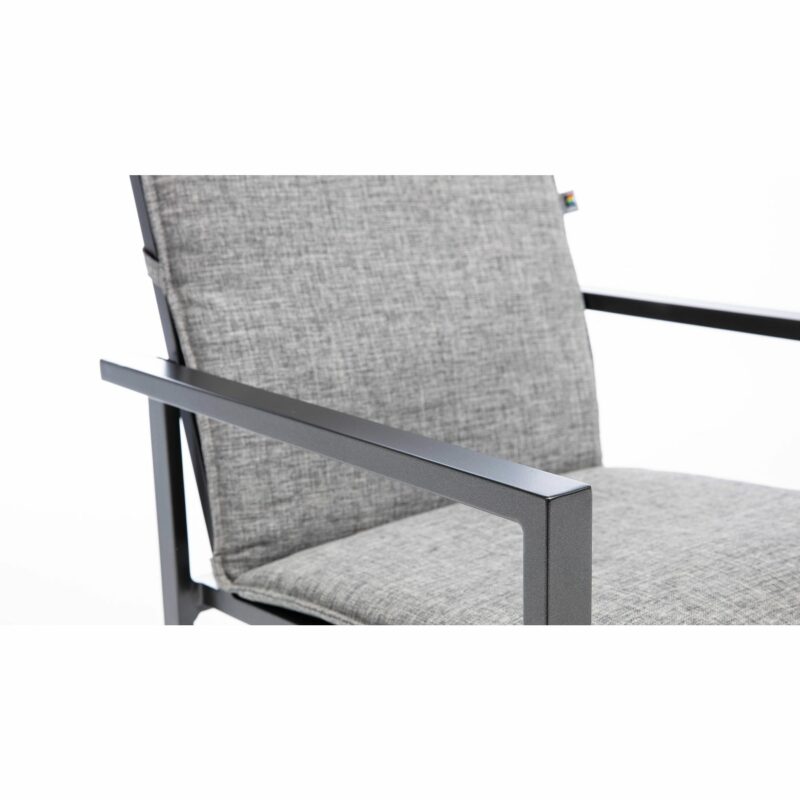 Kettler "Ocean Skid" Dining-Sessel, Gestell Aluminium anthrazit, Polster Olefin hellgrau meliert