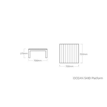 Kettler "Ocean Skid Platform" Loungetisch - Maße