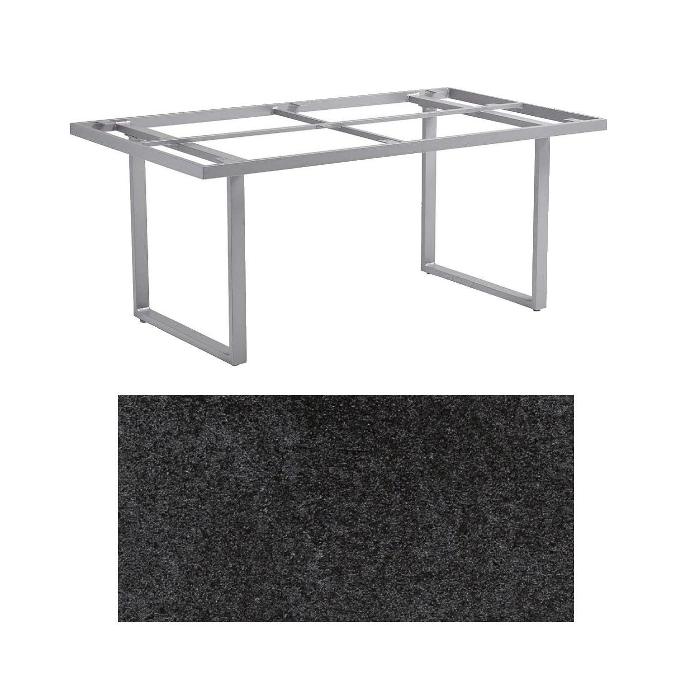 Kettler "Skate" Gartentisch Casual Dining, Gestell Aluminium silber, Tischplatte HPL Stahl, 160x95 cm, Höhe ca. 68 cm