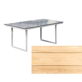 Kettler "Skate" Gartentisch Casual Dining, Gestell Aluminium silber, Tischplatte Teakholz natur/breite Leisten, 160x95 cm, Höhe ca. 68 cm