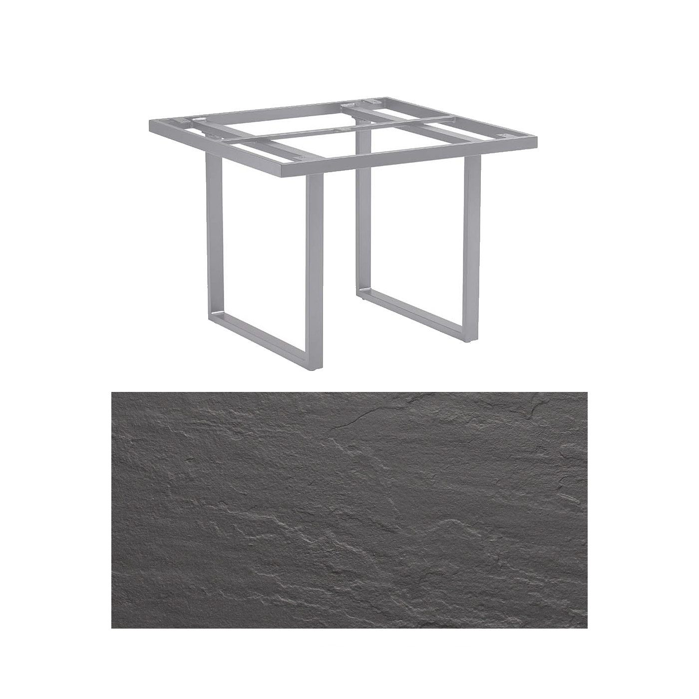 Kettler "Skate" Gartentisch Casual Dining, Gestell Aluminium silber, Tischplatte Kettalux-Plus anthrazit (Schieferoptik), 95x95 cm, Höhe ca. 68 cm