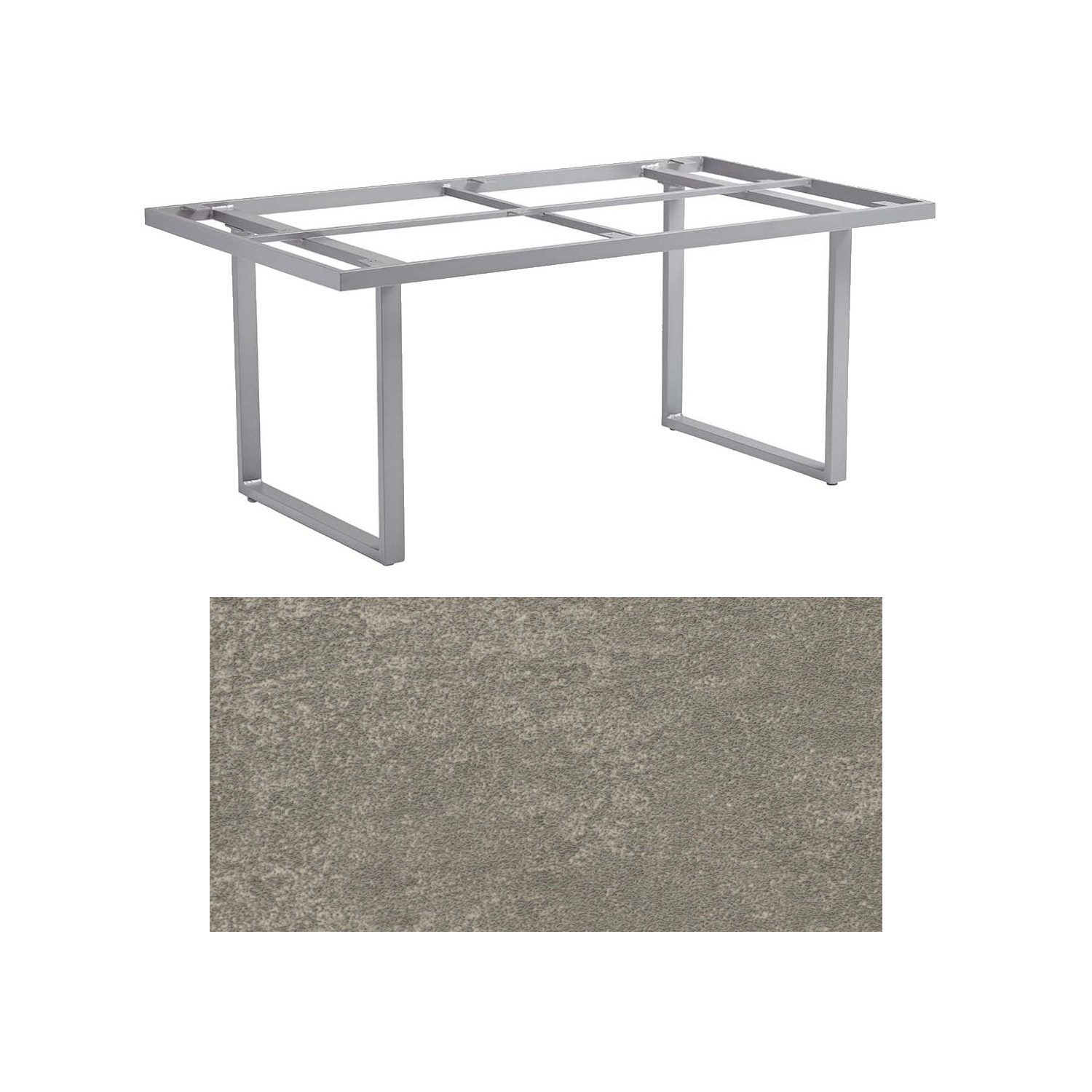 Kettler "Skate" Gartentisch Casual Dining, Gestell Aluminium silber, Tischplatte Keramik grau-taupe, 160x95 cm, Höhe ca. 68 cm