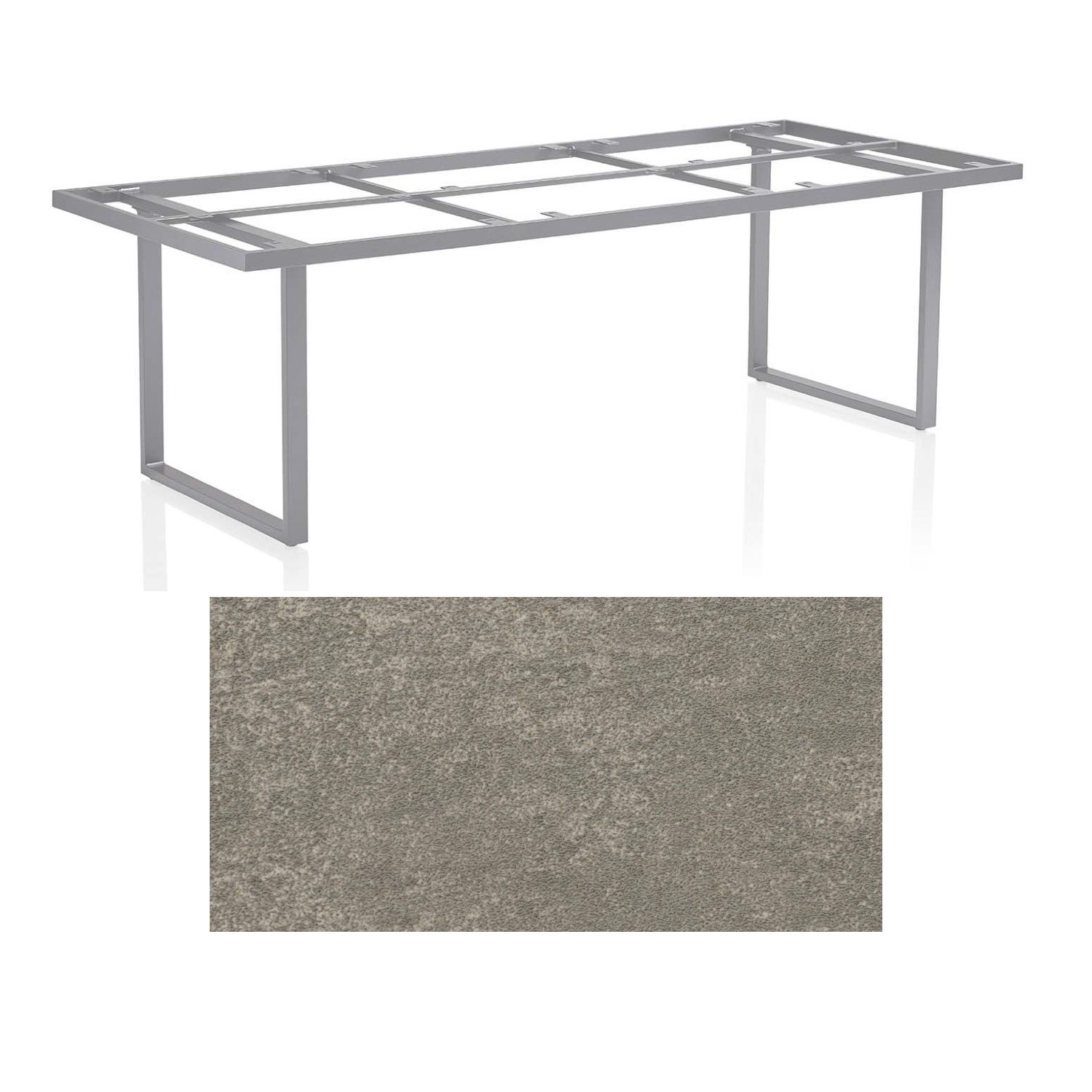 Kettler "Skate" Gartentisch Casual Dining, Gestell Aluminium silber, Tischplatte Keramik grau-taupe, 220x95 cm, Höhe ca. 68 cm