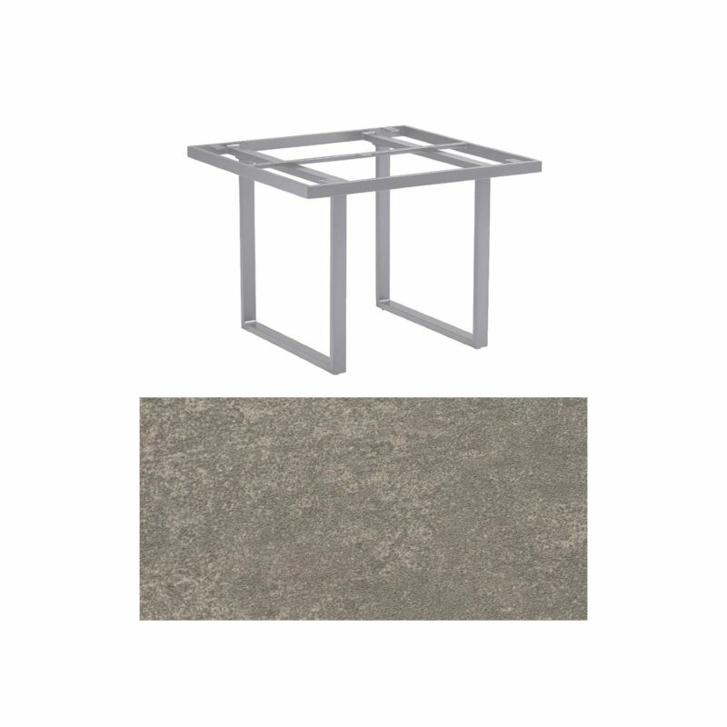 Kettler "Skate" Gartentisch Casual Dining, Gestell Aluminium silber, Tischplatte Keramik grau-taupe, 95x95 cm, Höhe ca. 68 cm