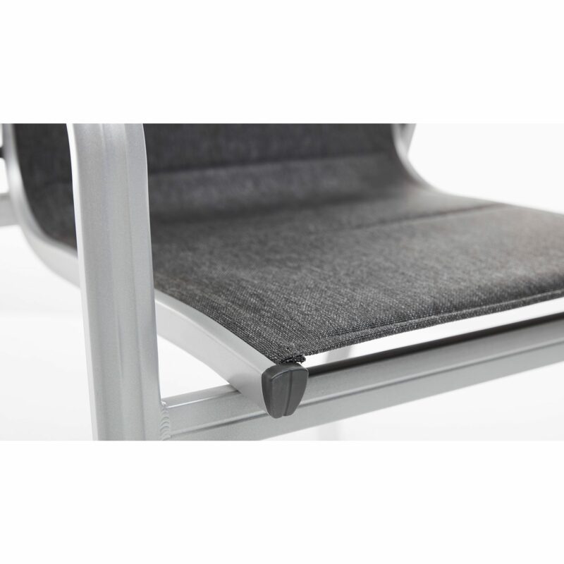 Kettler “Granada Padded“ Stapelsessel, Gestell Aluminium silber, Sitzfläche Textilgewebe anthrazit meliert