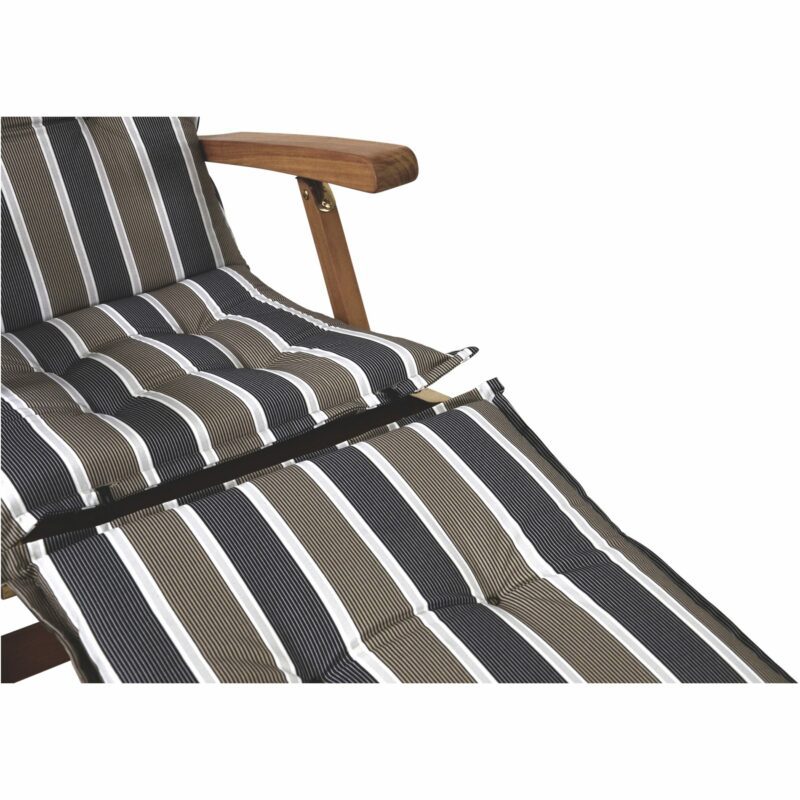 Lesli Living Polsterauflage für Deckchair "Surabaya", Streifen grau-braun, Baumwolle/Polyester