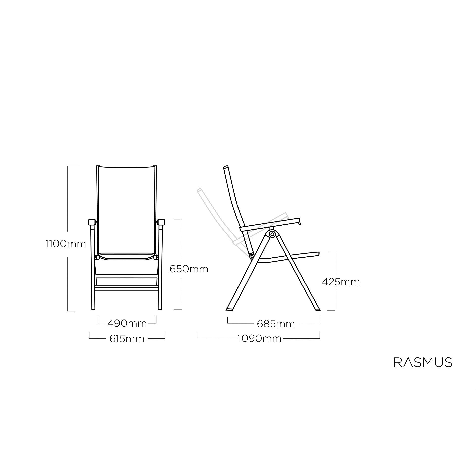 Kettler "Rasmus" Multipositionssessel, Gestell Aluminium, Sitzfläche Textilgewebe