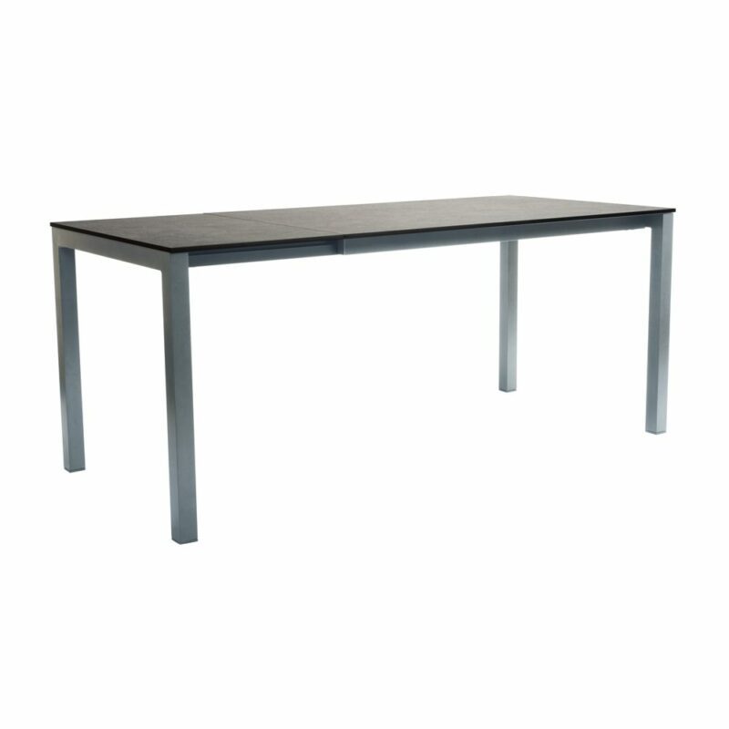 Stern Ausziehtisch, Gestell Aluminium graphit, Tischplatte HPL Dark Marble, 130/180x80cm
