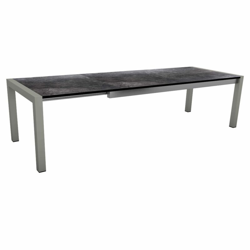 Stern "Standard" Ausziehtisch, Gestell Aluminium graphit, Tischplatte HPL Dark Marble, 214/254/294x100 cm