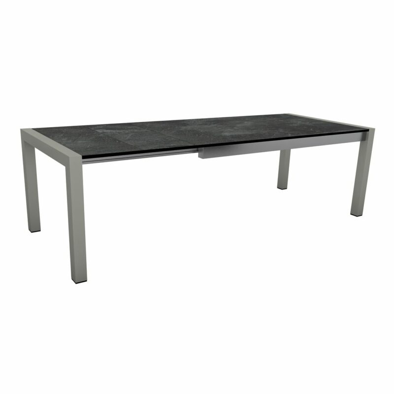 Stern "Standard" Ausziehtisch, Gestell Aluminium graphit, Tischplatte HPL Slate, 174/214/254x90 cm