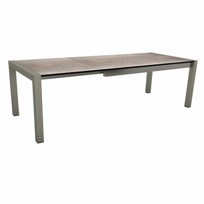 Stern "Standard" Ausziehtisch, Gestell Aluminium graphit, Tischplatte HPL Smoky, 214/254/294x100 cm