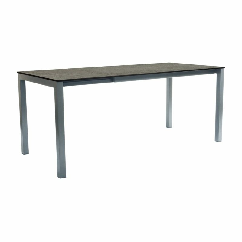 Stern Ausziehtisch, Gestell Aluminium graphit, Tischplatte HPL Vintage Stone, 130/180x80cm