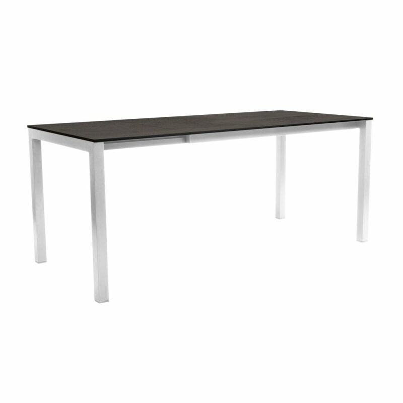 Stern Ausziehtisch, Gestell Aluminium weiß, Tischplatte HPL Smoky, 130/180x80cm
