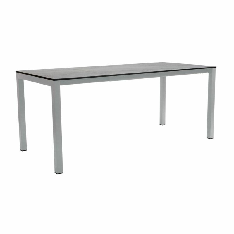 Stern Ausziehtisch, Gestell Edelstahl, Tischplatte HPL Zement hell, 130/180x80cm