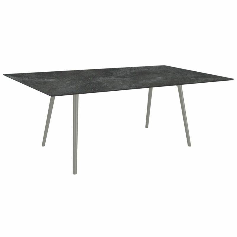 Stern "Interno" Gartentisch, Gestell Alu graphit, Rundrohr, Tischplatte HPL Slate, 180x100 cm