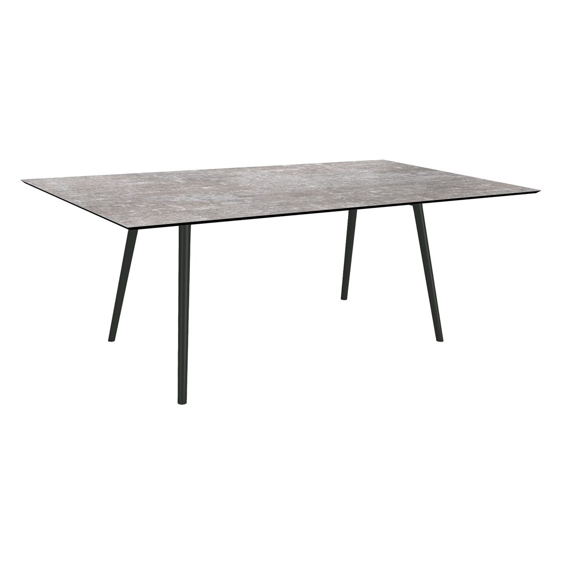 Stern "Interno" Gartentisch, Gestell Alu schwarz matt, Rundrohr, Tischplatte HPL Metallic Grau, 180x100 cm