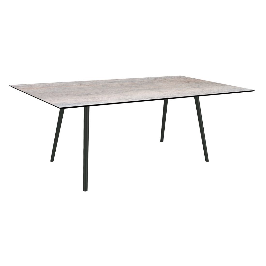 Stern "Interno" Gartentisch, Gestell Alu schwarz matt, Rundrohr, Tischplatte HPL Smoky, 180x100 cm