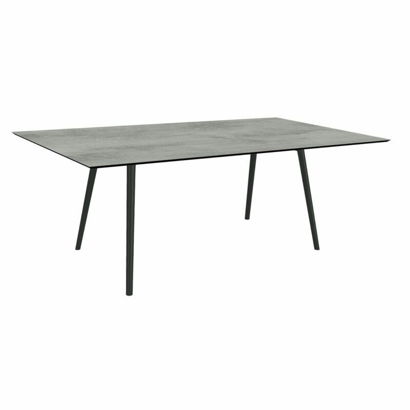 Stern "Interno" Gartentisch, Gestell Alu schwarz matt, Rundrohr, Tischplatte HPL Zement, 180x100 cm