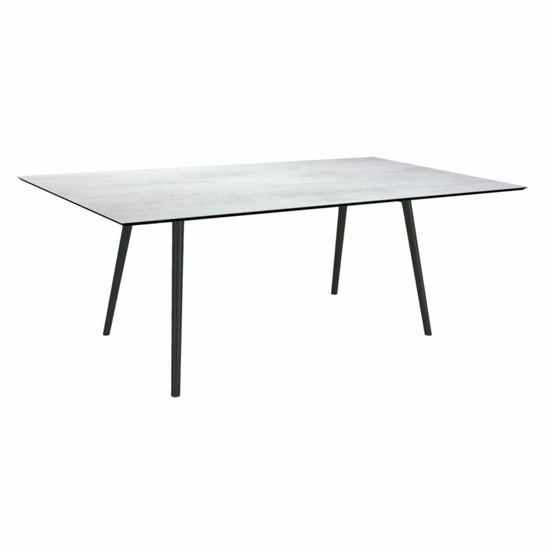 Stern "Interno" Gartentisch, Gestell Alu schwarz matt, Rundrohr, Tischplatte HPL Zement hell, 180x100 cm
