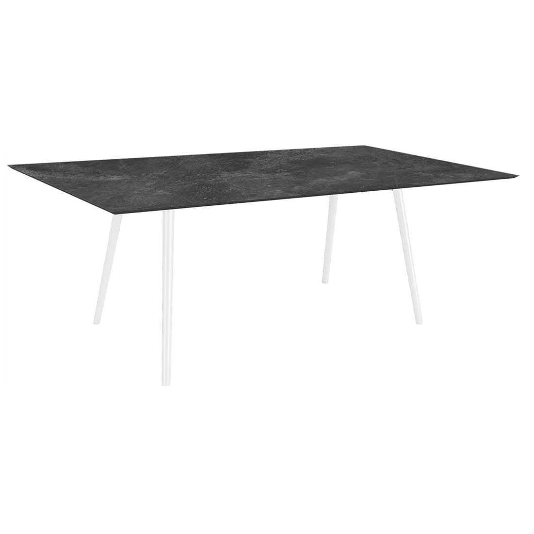Stern "Interno" Gartentisch, Gestell Alu weiß, Rundrohr, Tischplatte HPL Slate, 180x100 cm