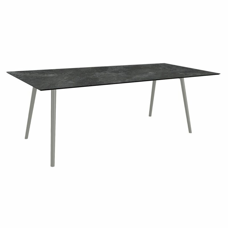 Stern "Interno" Gartentisch, Gestell Alu graphit, Rundrohr, Tischplatte HPL Slate, 220x100 cm