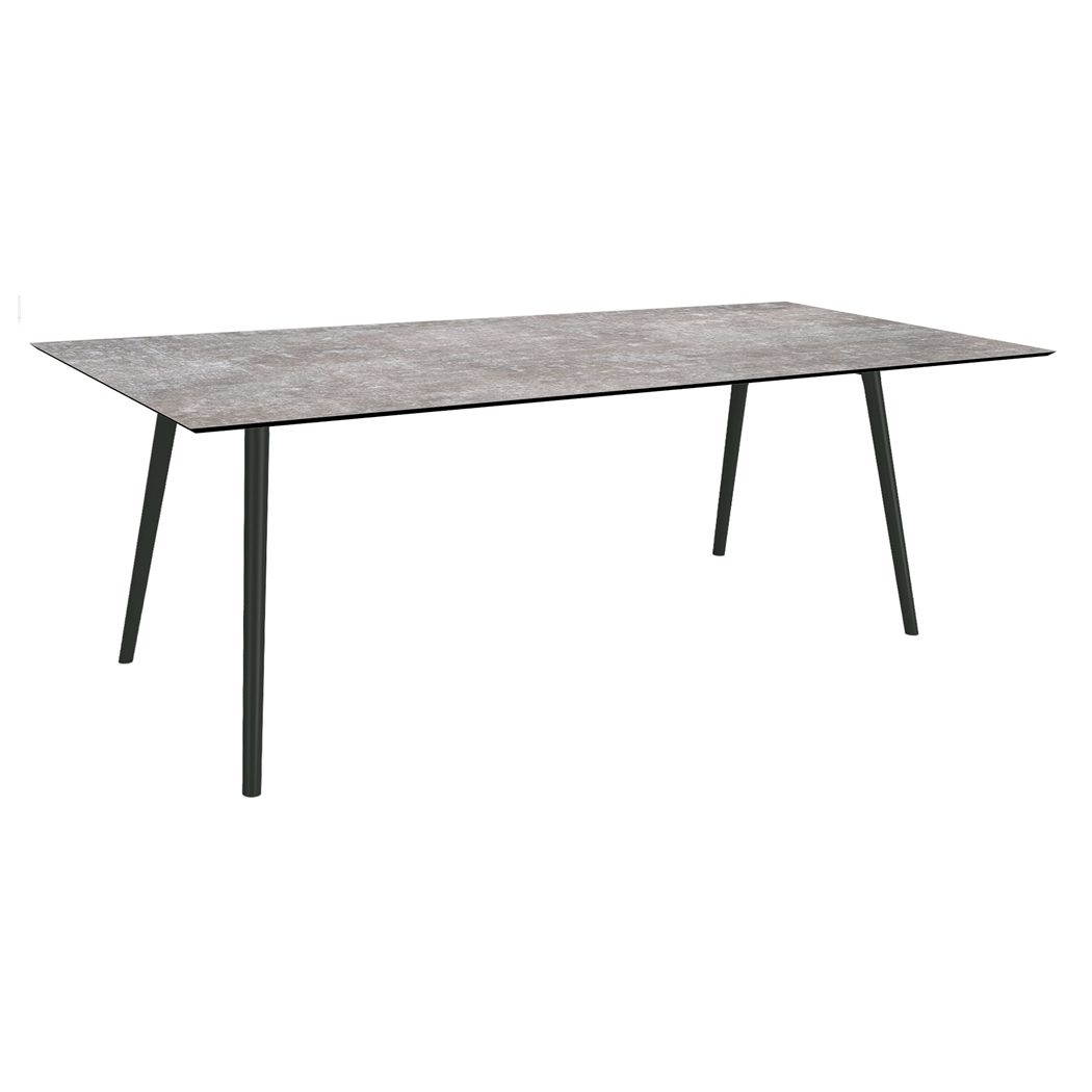 Stern "Interno" Gartentisch, Gestell Alu schwarz matt, Rundrohr, Tischplatte HPL Metallic Grau, 220x100 cm