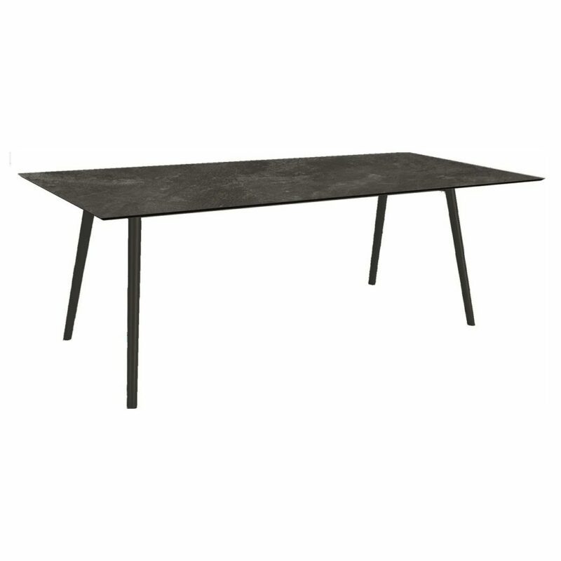 Stern "Interno" Gartentisch, Gestell Alu schwarz matt, Rundrohr, Tischplatte HPL Slate, 220x100 cm