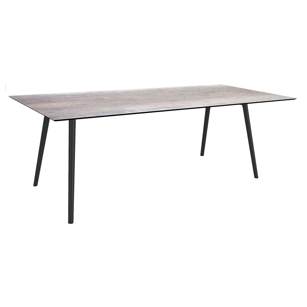 Stern "Interno" Gartentisch, Gestell Alu schwarz matt, Rundrohr, Tischplatte HPL Smoky, 220x100 cm