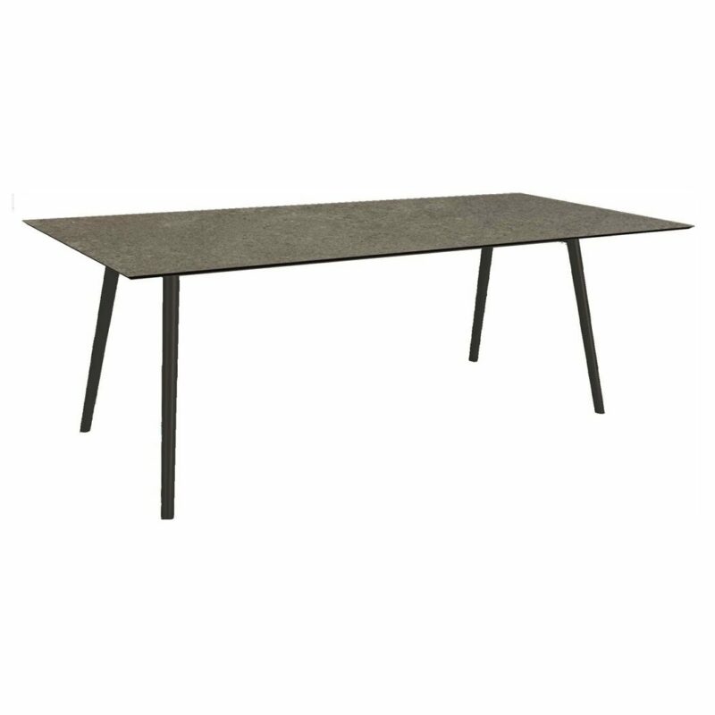 Stern "Interno" Gartentisch, Gestell Alu schwarz matt, Rundrohr, Tischplatte HPL Vintage Stone, 220x100 cm